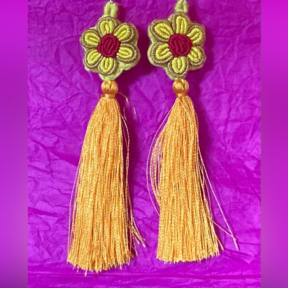 Flower Earrings with Tassles